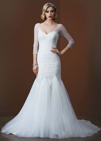 3/4 Sleeve Trumpet Wedding Dress